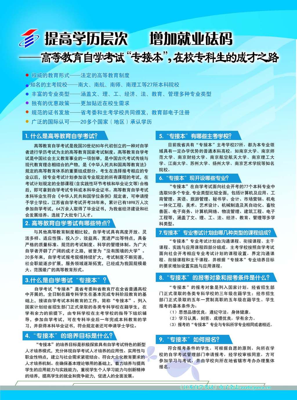 2012年省高等教育自学考试专接本宣传册